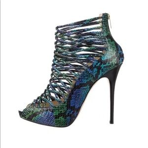 Jimmy Choo Phayton  Blue and Green Strappy Heels size 39.5